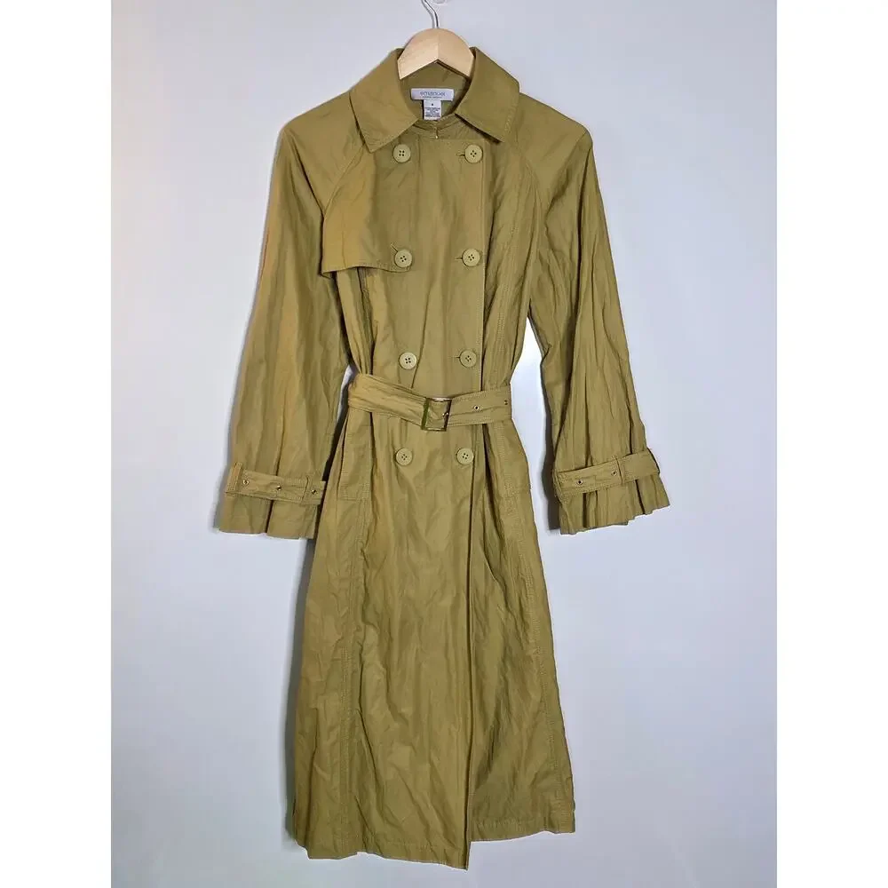Emanuel Ungaro long line asymmetrical yellow/Green Trench Coat Size 6 - Picture 4 of 14
